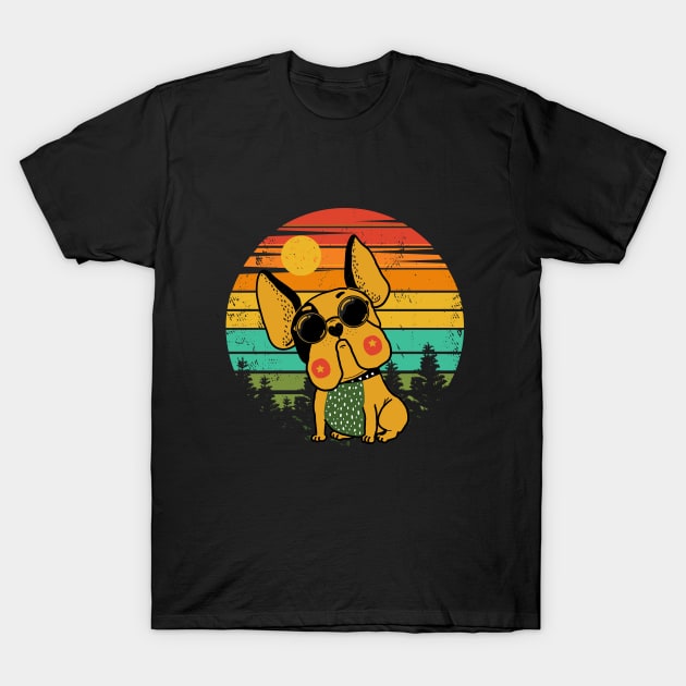 Stylish pug dog with retro sunset T-Shirt by Ribsa